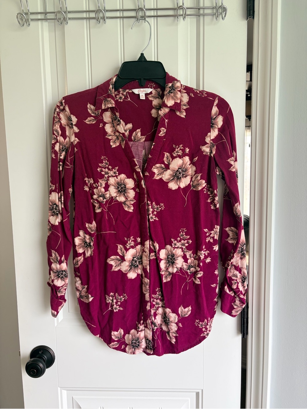 Candie’s Floral Button-Front Blouse - Berry Pink